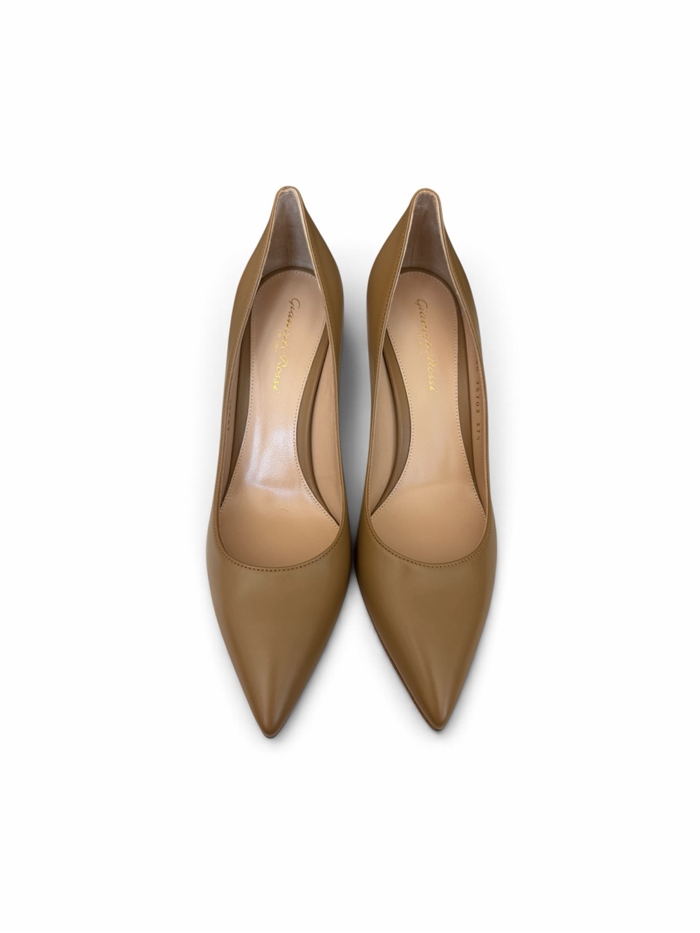 Gianvito Rossi Vitello Sahara Camel Pointed-Toe Leather Pumps